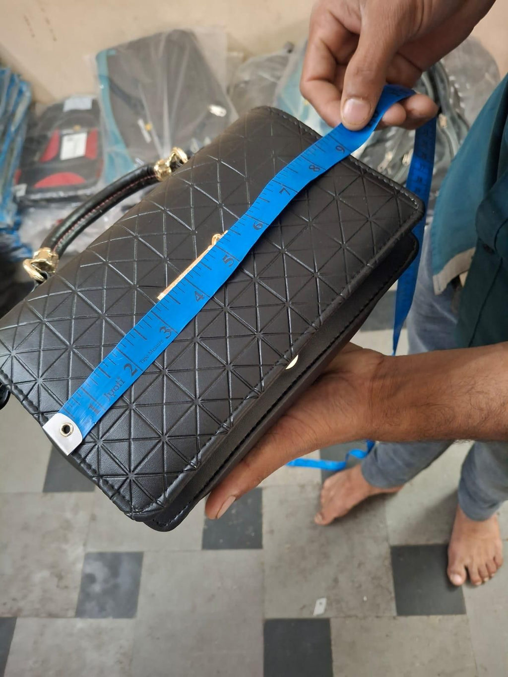 Black Quilted Style Fancy Sling Bag for Women